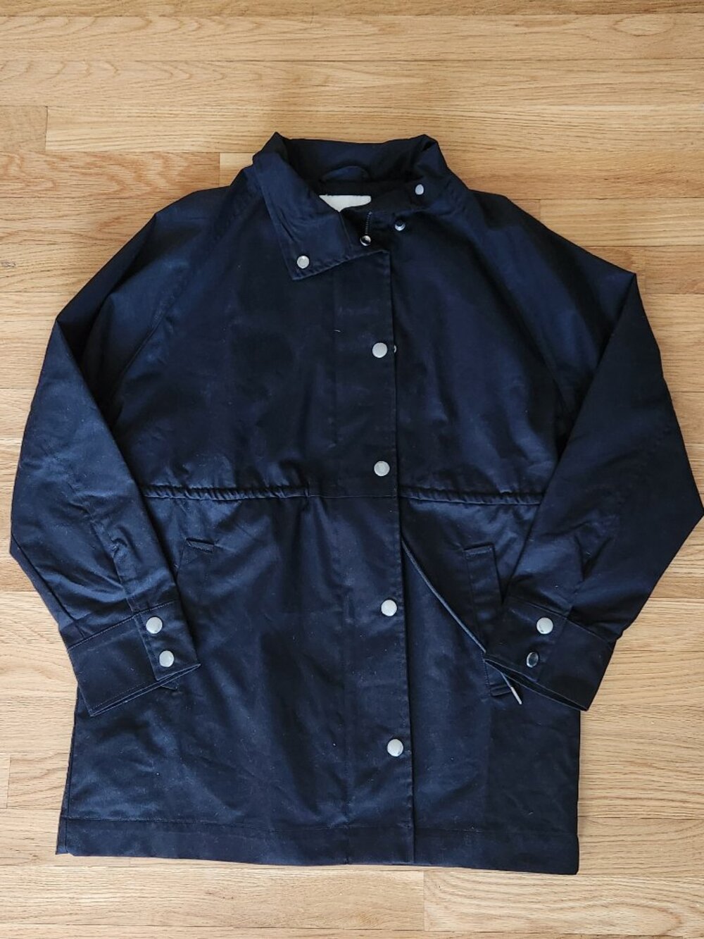 A New Day Womens Jacket Size S Black Lightweight Full Zip Button Snap Anorak NWT